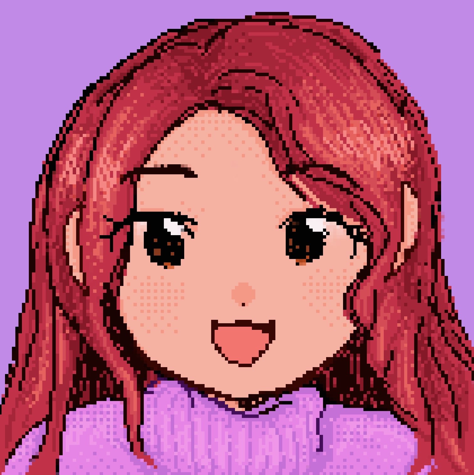 Jess profile pic - pixel style profile of girl with purple background